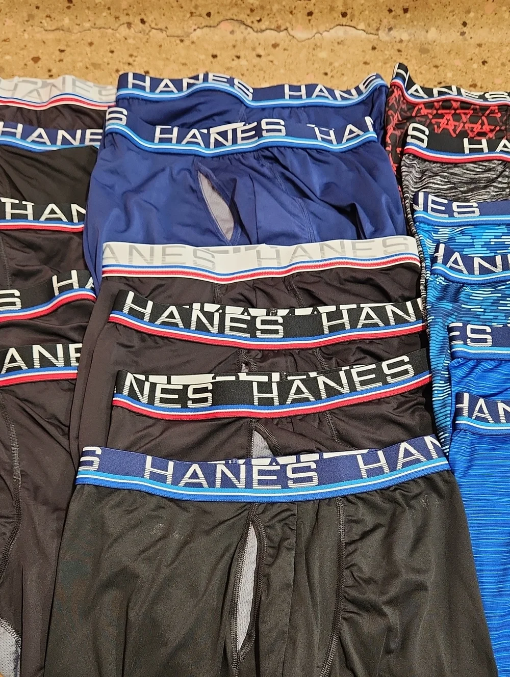Hanes Men's Boxer Briefs - Blue & Black - Comfortable Support (Pack Style)